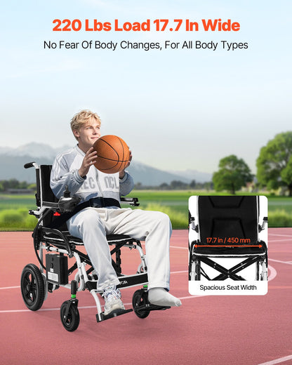 Elektrischer Rollstuhl für Erwachsene, 100 kg Tragkraft, faltbar und leicht, motorisiert, 19,3 km Reichweite, geländegängig, tragbar für Senioren und Menschen mit Behinderung