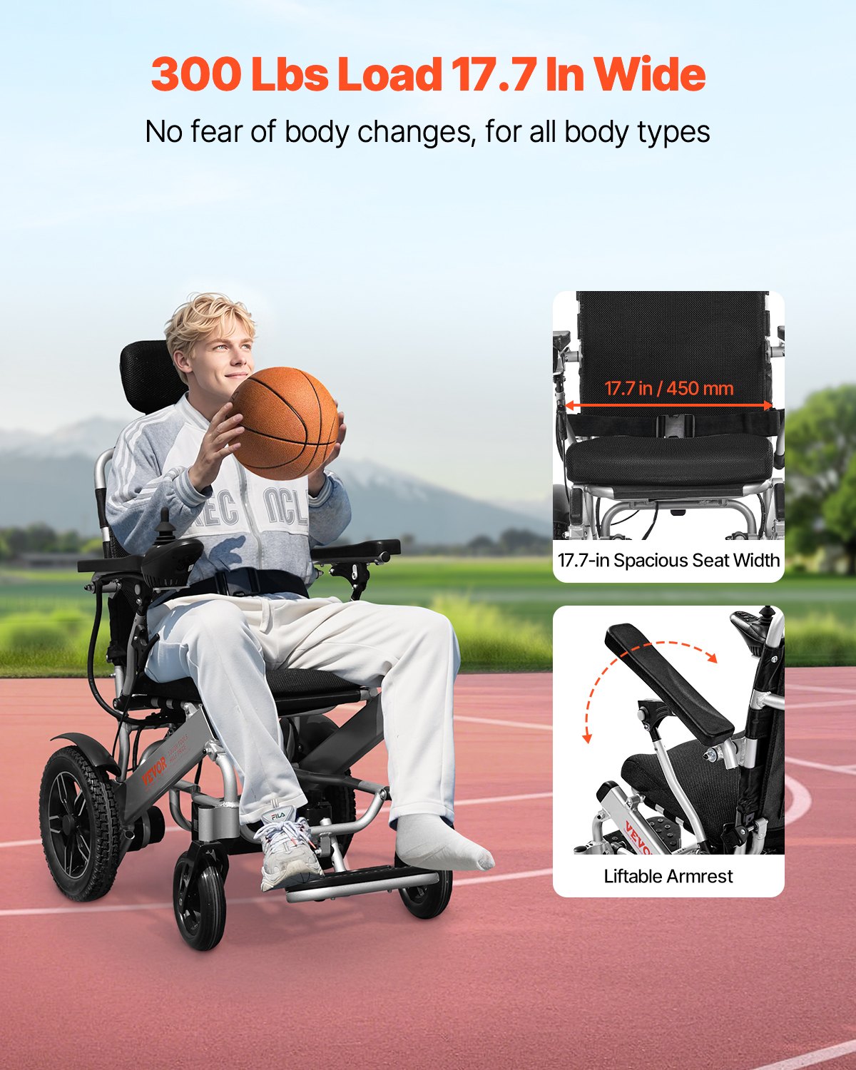 Elektrischer Rollstuhl für Erwachsene, 136 kg Tragkraft, mit verstellbarer Rückenlehne, faltbar und leicht, motorisiert, 21 km Reichweite, geländegängig, tragbar für Senioren und Menschen mit Behinderung