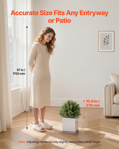 Artificial Topiary Cypress Trees with Ground Spike, 2 Set 406mm Faux Shrubs & Bushes Potted Plants, Fake Silk Tree Look Real for Decor Front Porch Outdoor Indoor Patio Garden Balcony Backyard