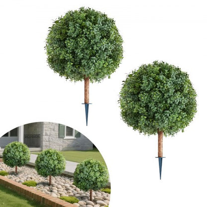 Künstliche Buchsbaum-Topiary-Bäume mit Erdspieß, 2er-Set, 686 mm, künstliche Sträucher und Büsche im Topf, sehen täuschend echt aus, ideal zur Dekoration von Veranda, Terrasse, Garten, Balkon und Hinterhof.