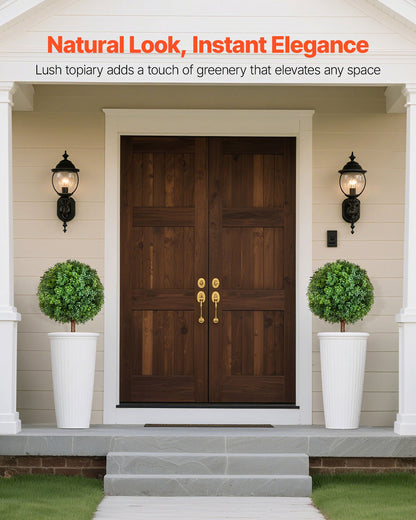 Künstliche Buchsbaum-Topiary-Bäume mit Erdspieß, 2er-Set, 686 mm, künstliche Sträucher und Büsche im Topf, sehen täuschend echt aus, ideal zur Dekoration von Veranda, Terrasse, Garten, Balkon und Hinterhof.
