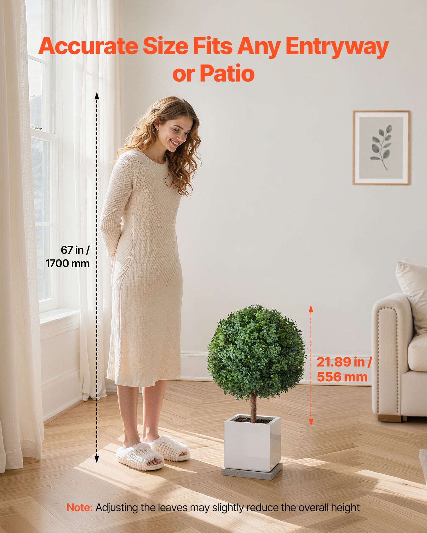 Künstliche Buchsbaum-Topiary-Bäume mit Erdspieß, 2er-Set, 686 mm, künstliche Sträucher und Büsche im Topf, sehen täuschend echt aus, ideal zur Dekoration von Veranda, Terrasse, Garten, Balkon und Hinterhof.