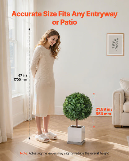 Künstliche Buchsbaum-Topiary-Bäume mit Erdspieß, 2er-Set, 686 mm, künstliche Sträucher und Büsche im Topf, sehen täuschend echt aus, ideal zur Dekoration von Veranda, Terrasse, Garten, Balkon und Hinterhof.