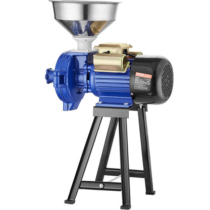 Elektrische Getreidemühle, 3000-W-Gewürzmühle, Gewerbe-Maismühle mit Trichter, Pulvermühle mit einstellbarer Mahlstärke, Hochleistungs-Futtermühle für Mehl und Getreide, Trockenmühle