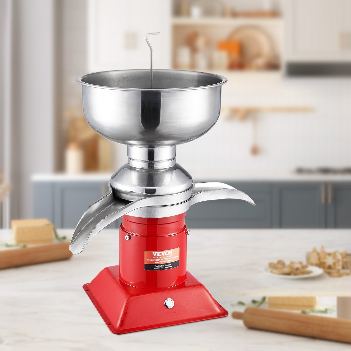 Zentrifugal-Rahmseparator, elektrischer Rahmseparator aus Edelstahl 304, 100 l/h Leistung, 10.500 U/min, geeignet für Ziegenmilch, 30 W Leistung, Kuhmilch-Rahmseparator, Milchabschäumer mit 5-Liter-Auffangbehälter, 100–240 V