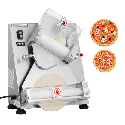 Pizzateig-Ausrollmaschine, 3-14 Zoll automatische Pizzapresse aus Edelstahl, gewerbliche elektrische 370-W-Nudelmaschine, 260 Stück pro Stunde, einstellbare Dicke, mit Teigpressdeckel