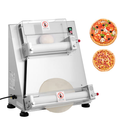 Pizzateig-Ausrollmaschine, 7,6–40,6 cm (3–16 Zoll) halbautomatische Pizzapresse aus Edelstahl, gewerbliche elektrische 390-W-Nudelmaschine, 260 Stück pro Stunde, einstellbare Teigdicke, mit Teigpressdeckel