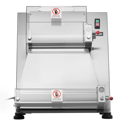 Pizzateig-Ausrollmaschine, 7,6–40,6 cm (3–16 Zoll) halbautomatische Pizzapresse aus Edelstahl, gewerbliche elektrische 390-W-Nudelmaschine, 260 Stück pro Stunde, einstellbare Teigdicke, mit Teigpressdeckel