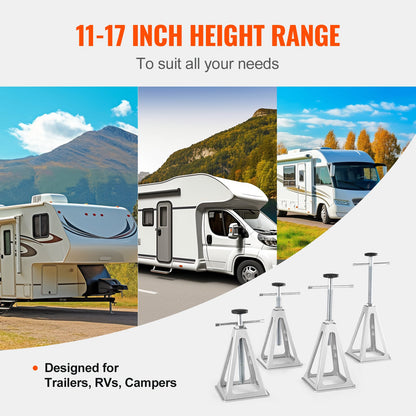 RV Stabilizer Jacks, 4 Pack Aluminum RV Leveling Jacks, RV Stack Jacks for RV Travel Trailer Camper, Single Screw Jack Support up to 2721.6 kg, Adjustable from 27.9 to 43.2 cm