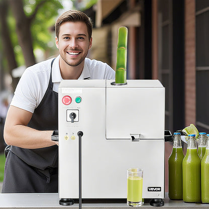 Gewerbliche Zuckerrohrpresse, 800-W-Elektro-Zuckerrohrpresse mit einer Leistung von 300 kg/h, 4 Edelstahlwalzen, Zuckerrohrpresse für den privaten und gewerblichen Gebrauch