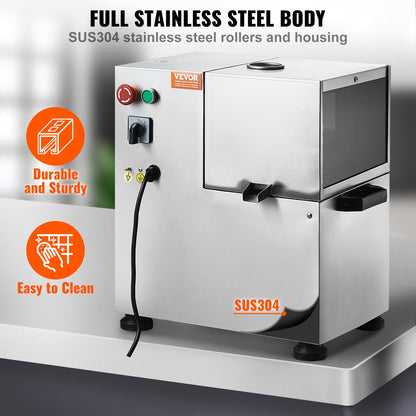 Elektrische Zuckerrohrpresse, 800 W, hohe Leistung von 300 kg/h, 4 Edelstahlwalzen, automatische Walzendruckregulierung, geeignet für den privaten und gewerblichen Gebrauch