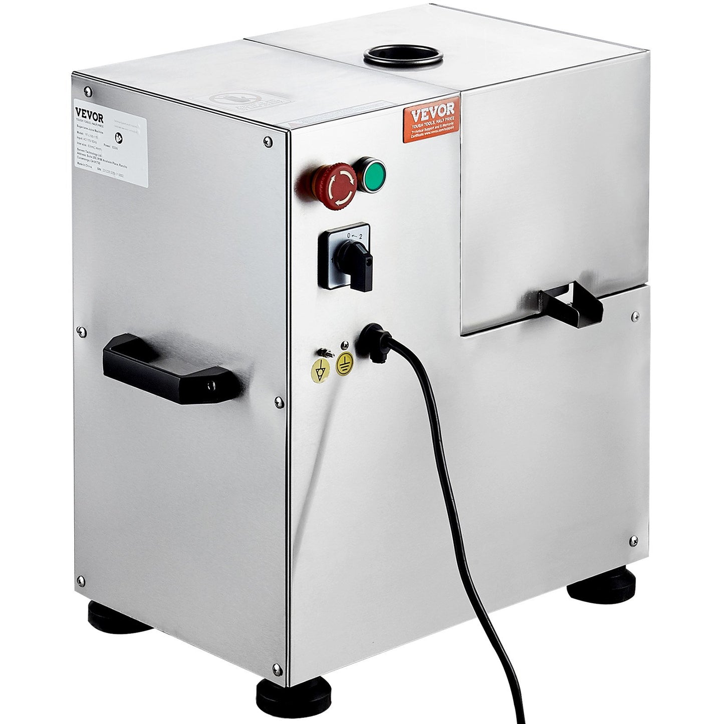 Elektrische Zuckerrohrpresse, 800 W, hohe Leistung von 300 kg/h, 4 Edelstahlwalzen, automatische Walzendruckregulierung, geeignet für den privaten und gewerblichen Gebrauch