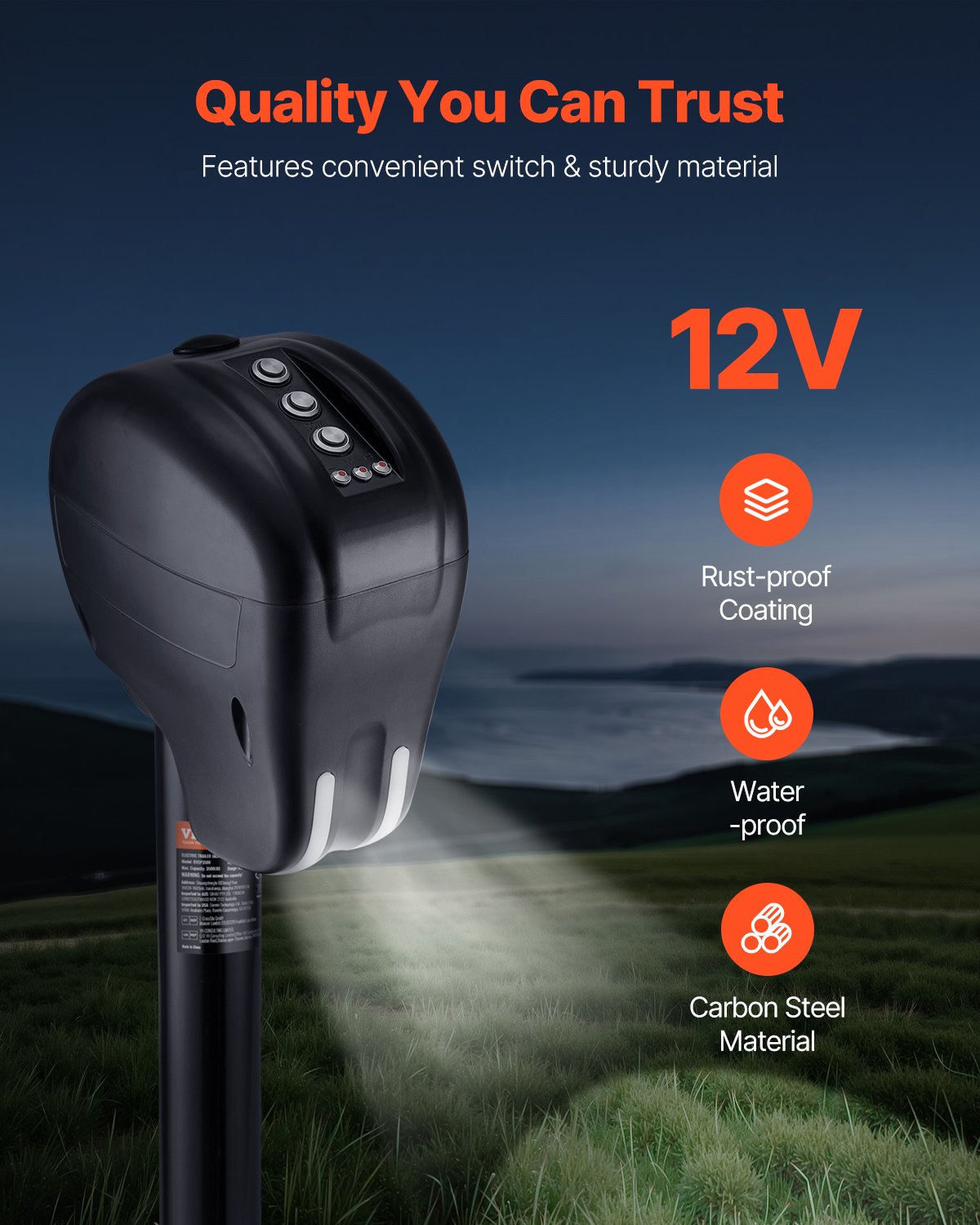 Elektrische Anhängerstütze, 3500 lbs (ca. 1588 kg), robuste elektrische Stütze für Wohnmobile mit 2-Wege-Stecker, Memory-Funktion, Kurbel und wetterfester Abdeckung, Hubhöhe 9,5"-26,3" (ca. 24-67 cm), für Anhänger und Wohnmobile