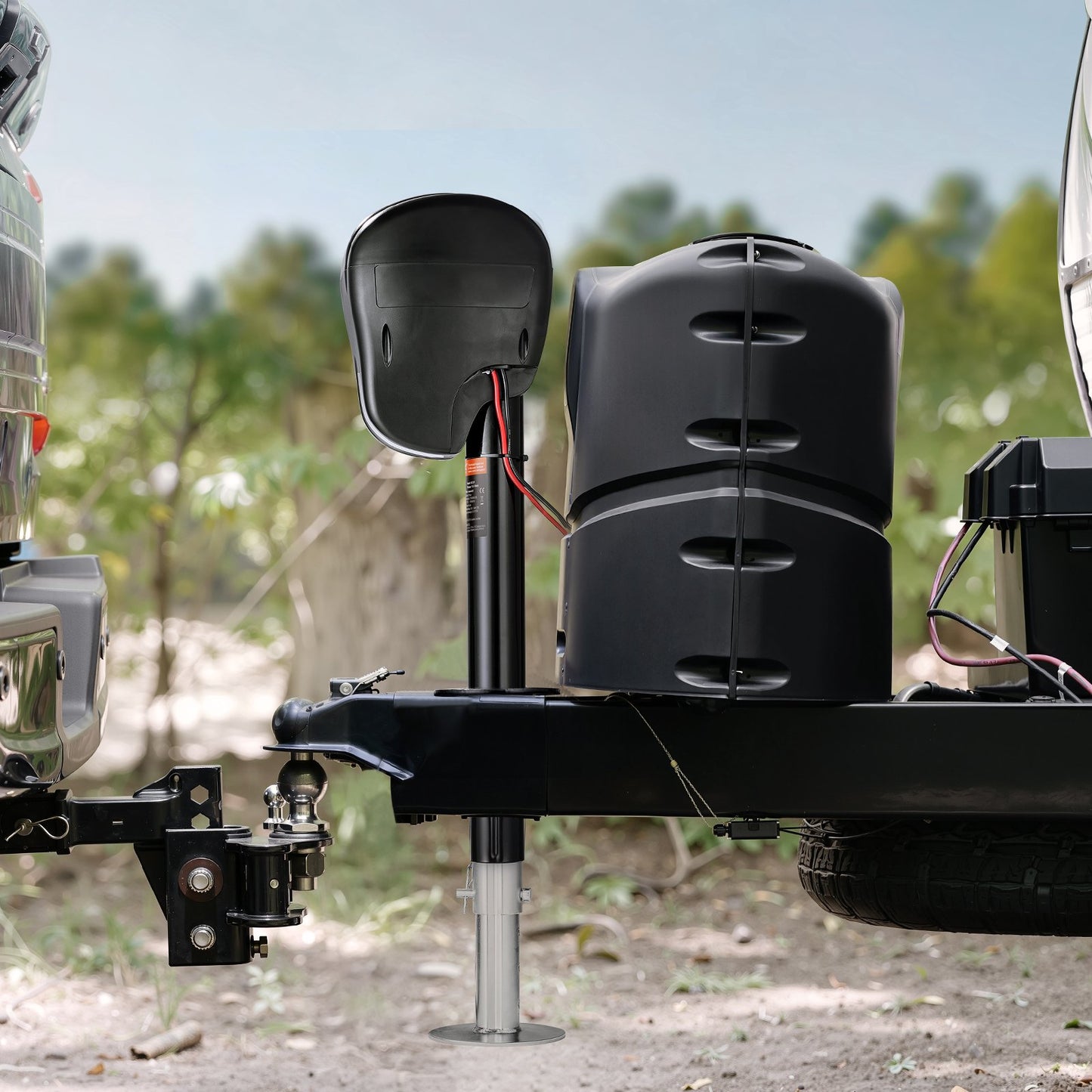 Elektrische Anhängerstütze, 3500 lbs (ca. 1588 kg), robuste elektrische Stütze für Wohnmobile mit 2-Wege-Stecker, Memory-Funktion, Kurbel und wetterfester Abdeckung, Hubhöhe 9,5"-26,3" (ca. 24-67 cm), für Anhänger und Wohnmobile