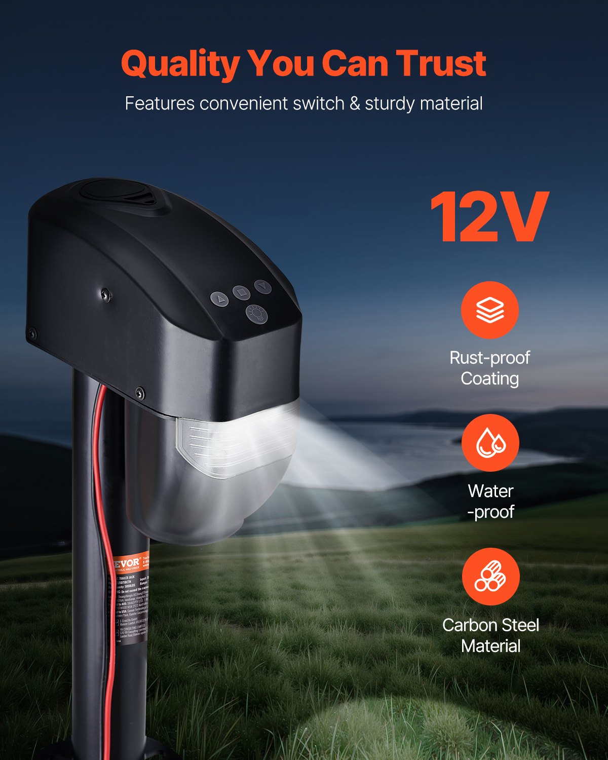 Elektrische Anhängerstütze, 5000 lbs (ca. 2268 kg), robuste elektrische Stütze für Wohnmobile mit 2-poligem Stecker, Fernbedienung, Kurbel und wetterfester Abdeckung, Hubhöhe 10"-28,3" (ca. 25,4-71,9 cm), für Anhänger und Wohnmobile