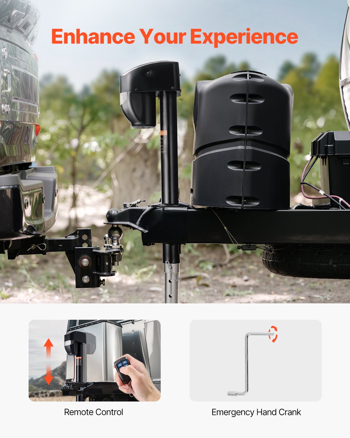 Elektrische Anhängerstütze, 5000 lbs (ca. 2268 kg), robuste elektrische Stütze für Wohnmobile mit 2-poligem Stecker, Fernbedienung, Kurbel und wetterfester Abdeckung, Hubhöhe 10"-28,3" (ca. 25,4-71,9 cm), für Anhänger und Wohnmobile