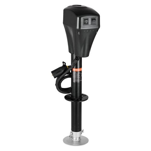 Elektrische Anhängerstütze, 2268 kg Tragkraft, robuste elektrische Stütze für Wohnmobile mit 7-poligem Stecker, Handkurbel und wetterfester Abdeckung, Hubhöhe 25,4–71,9 cm, für Anhänger, Wohnwagen und Wohnmobile, Schwarz