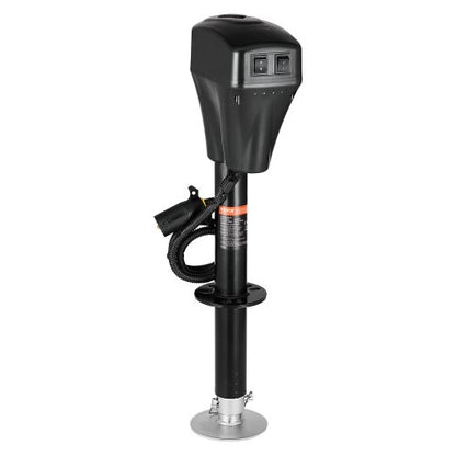 Elektrische Anhängerstütze, 2268 kg Tragkraft, robuste elektrische Stütze für Wohnmobile mit 7-poligem Stecker, Handkurbel und wetterfester Abdeckung, Hubhöhe 25,4–71,9 cm, für Anhänger, Wohnwagen und Wohnmobile, Schwarz