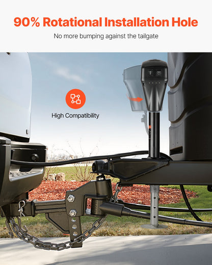 Elektrische Anhängerstütze, 2268 kg Tragkraft, robuste elektrische Stütze für Wohnmobile mit 7-poligem Stecker, Handkurbel und wetterfester Abdeckung, Hubhöhe 25,4–71,9 cm, für Anhänger, Wohnwagen und Wohnmobile, Schwarz