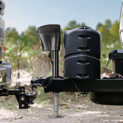 Elektrische Anhängerstütze, 2268 kg Tragkraft, robuste elektrische Stütze für Wohnmobile mit 7-poligem Stecker, Handkurbel und wetterfester Abdeckung, Hubhöhe 25,4–71,9 cm, für Anhänger, Wohnwagen und Wohnmobile, Schwarz