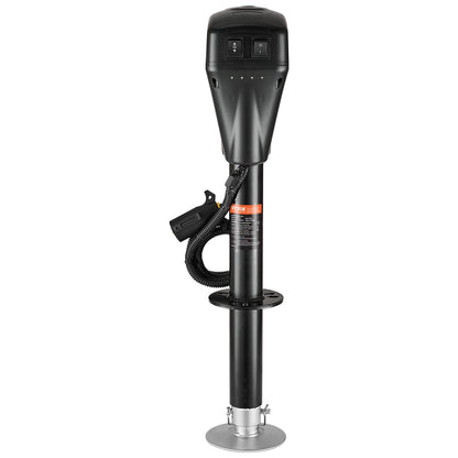 Elektrische Anhängerstütze, 2268 kg Tragkraft, robuste elektrische Stütze für Wohnmobile mit 7-poligem Stecker, Handkurbel und wetterfester Abdeckung, Hubhöhe 25,4–71,9 cm, für Anhänger, Wohnwagen und Wohnmobile, Schwarz