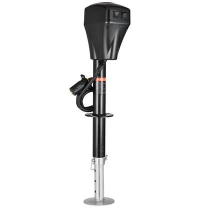 Elektrische Anhängerstütze, 2268 kg Tragkraft, robuste elektrische Stütze für Wohnmobile mit 7-poligem Stecker, Handkurbel und wetterfester Abdeckung, Hubhöhe 25,4–71,9 cm, für Anhänger, Wohnwagen und Wohnmobile, Schwarz