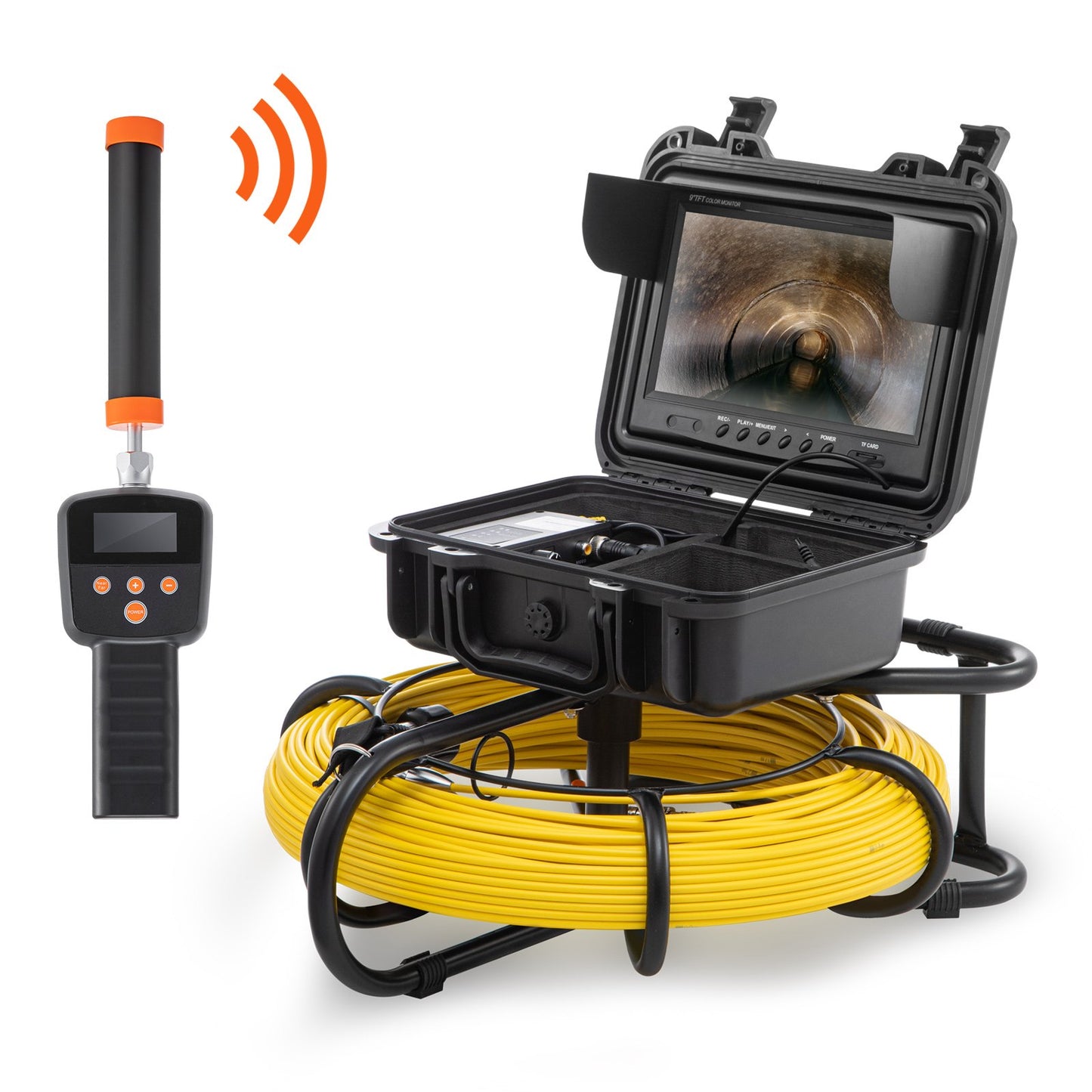 Sewer Camera Pipe Inspection Camera w/ 512hz Sonde 22.9 cm 720p Screen 91.4m