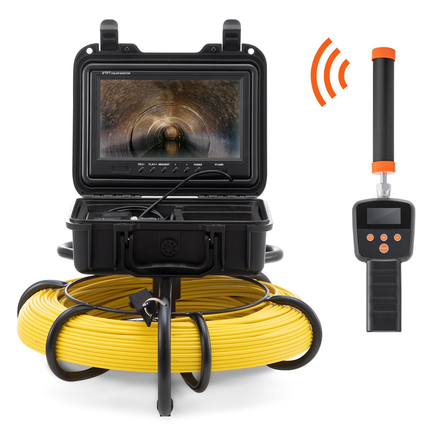 Sewer Camera Pipe Inspection Camera w/ 512hz Sonde 22.9 cm 720p Screen 91.4m