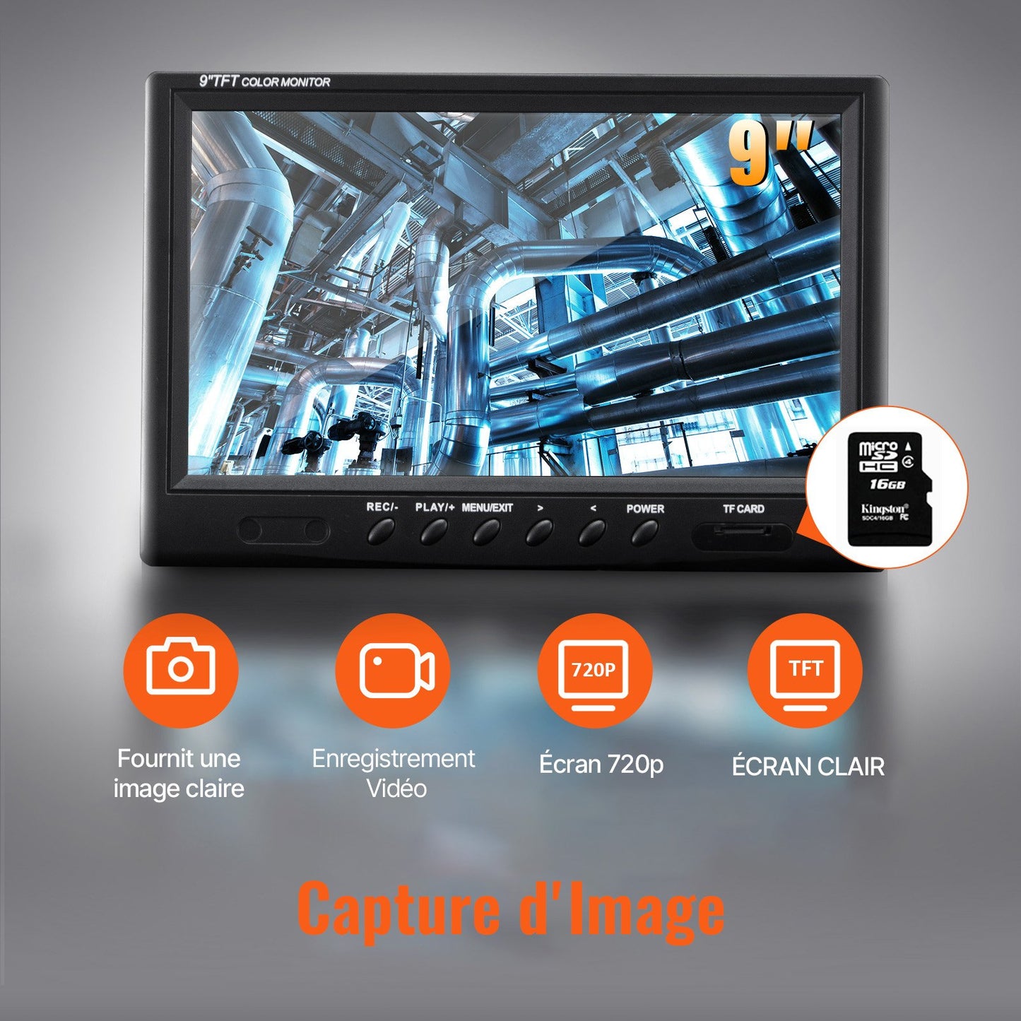 Kanalinspektionskamera mit 512-Hz-Sonde, 22,9 cm 720p-Bildschirm, 50,3 m Reichweite