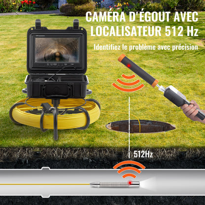 Kanalinspektionskamera mit 512-Hz-Sonde, 22,9 cm 720p-Bildschirm, 50,3 m Reichweite