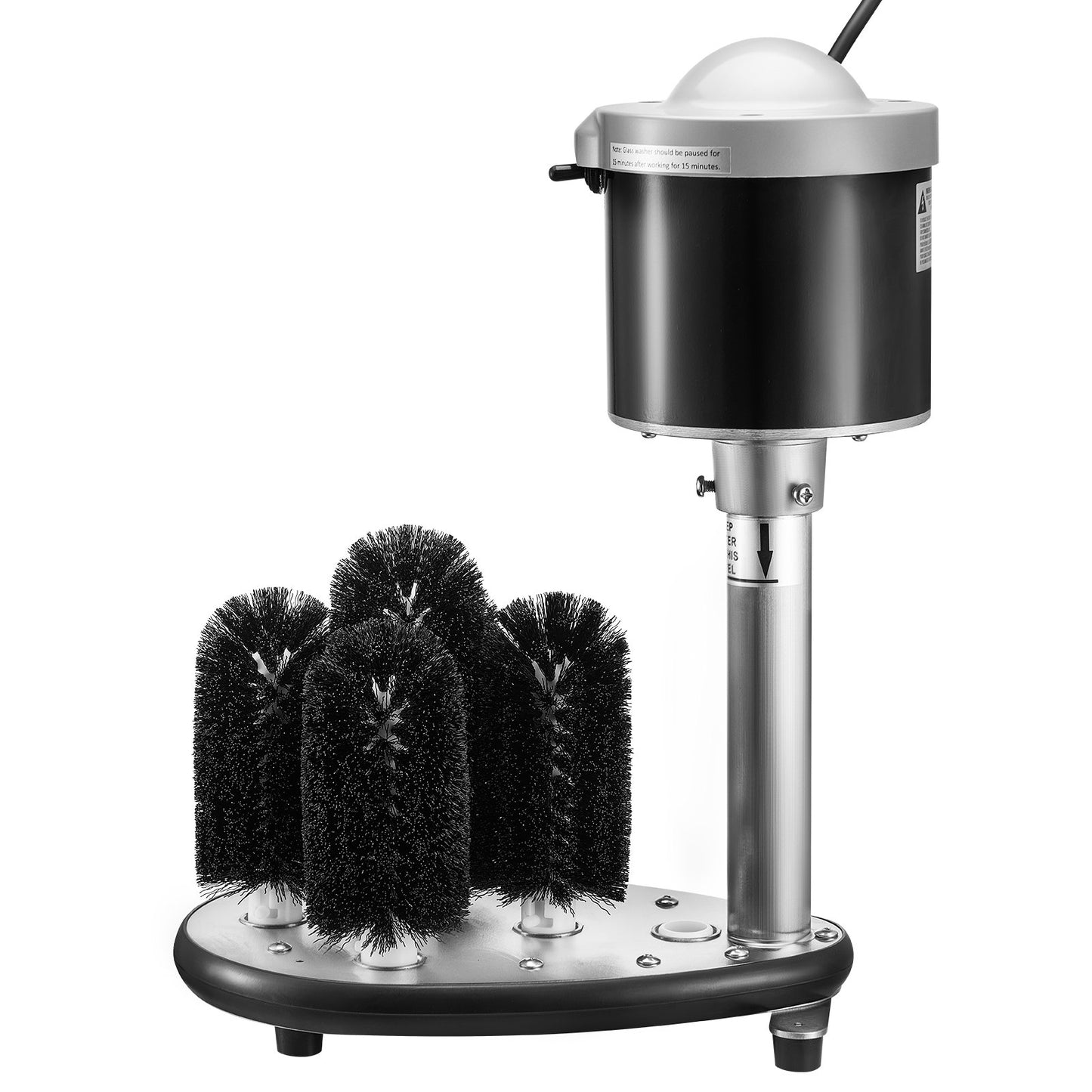 Elektrische Gewerbe-Gläserspülmaschine, 5-Bürsten-Glasreiniger für Bars, Reinigungsmaschine für 600 Gläser/Stunde, Weingläser, Champagnergläser, Biergläser, Krüge, perfekt für Bars und Cafés