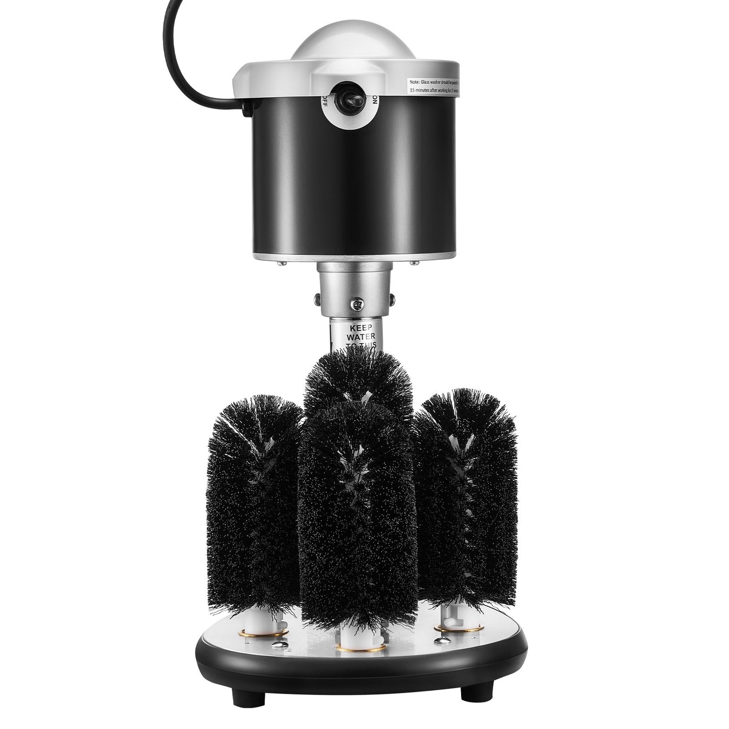 Elektrische Gewerbe-Gläserspülmaschine, 5-Bürsten-Glasreiniger für Bars, Reinigungsmaschine für 600 Gläser/Stunde, Weingläser, Champagnergläser, Biergläser, Krüge, perfekt für Bars und Cafés