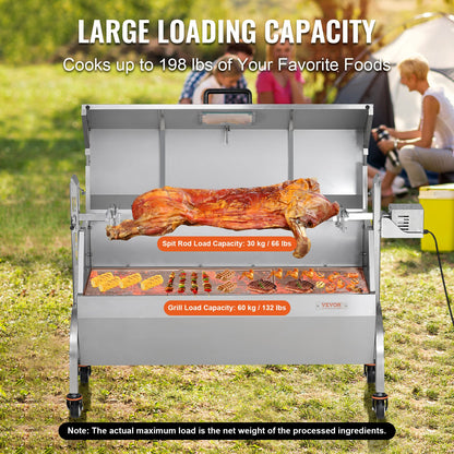Bräter-Drehspieß-Grill für Schwein, Lamm und Hähnchen, 52 W, 89,8 kg