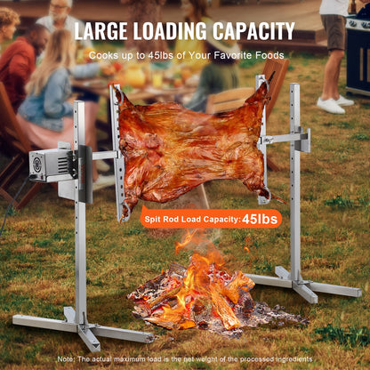 Elektrischer Drehspießgrill (116,8 cm) aus Edelstahl, geeignet für 40,8 kg Schwein und Lamm