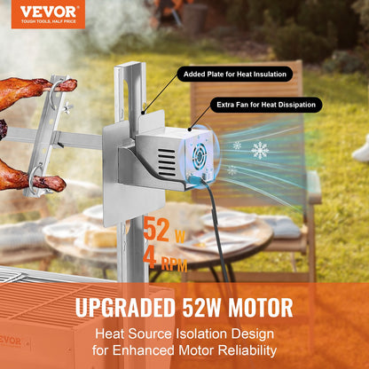 Bräter-Drehspieß-Grill für Schwein, Lamm und Hähnchen, 52 W, 89,8 kg