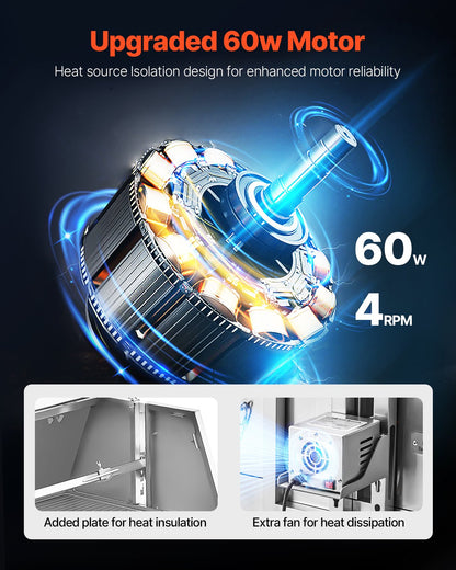 60-Watt-Drehspießgrill mit Deckel, 142 cm Durchmesser, geeignet für Schwein, Lamm und Ziege, 130 kg Tragkraft, Holzkohlegrill aus Edelstahl mit feststellbaren Rädern, ideal für Camping und Grillabende im Freien