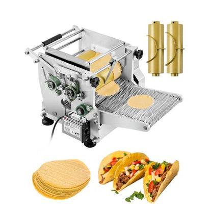 Elektrische Tortillamaschine, automatische Maistortilla-Maschine mit Antihaftbeschichtung und zwei Formen (10 cm + 15 cm), elektrische Chapati-Maschine, geeignet für die Herstellung von Sopes, Roti, Pita, Tortillas und Pizza
