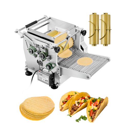Elektrische Tortillamaschine, automatische Maistortilla-Maschine mit Antihaftbeschichtung und zwei Formen (10 cm + 15 cm), elektrische Chapati-Maschine, geeignet für die Herstellung von Sopes, Roti, Pita, Tortillas und Pizza