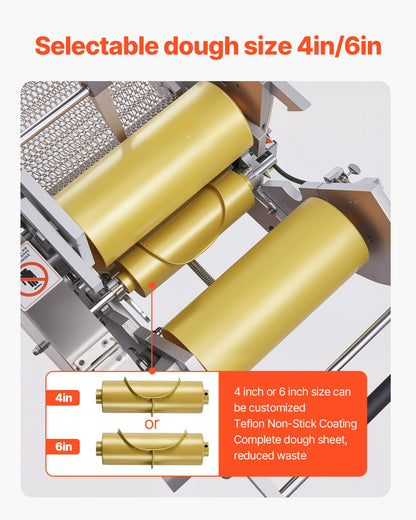 Elektrische Tortillamaschine, automatische Maistortilla-Maschine mit Antihaftbeschichtung und zwei Formen (10 cm + 15 cm), elektrische Chapati-Maschine, geeignet für die Herstellung von Sopes, Roti, Pita, Tortillas und Pizza