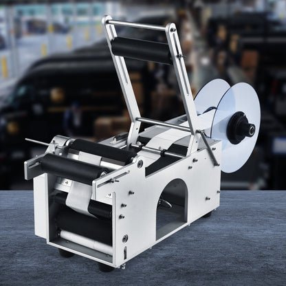 Halbautomatische Rundflaschen-Etikettiermaschine, 20-50 Stück/min, elektrischer Flaschenetikettierer für Rundflaschen, geeignet für Flaschendurchmesser 2-12 cm (mit Andruckstange)