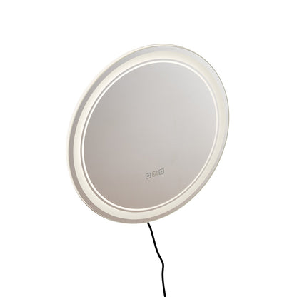 LED Bathroom Mirror, 60 cm LED Bathroom Round Vanity Mirror with Frontlit and Backlit, Anti-Fog Memory Mirror with Lights, Stepless 3 Colors Temperature Dimmable Bathroom Mirror, Wall Mounted