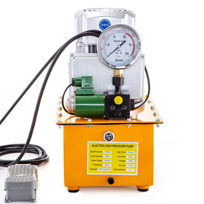 Hydraulic Electric Pump, 750W Hydraulic Driven Pump, 70 MPa(10152 PSI) Single Acting, 220V, Solenoid Pedal, 7L Hydraulic Power Pack Cylinder