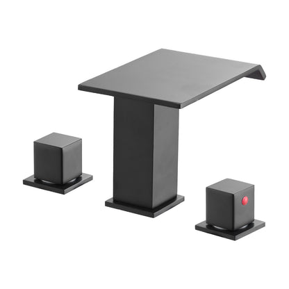 Roman Tub Faucet, 3 Hole Waterfall Bathtub Faucet, Bath Tubs Faucets Set with 2 Handles, Roman Tub Faucets Deck Mount for Pet Washing, Baby Care, Adult Bathing, Matte Black, Stainless Steel