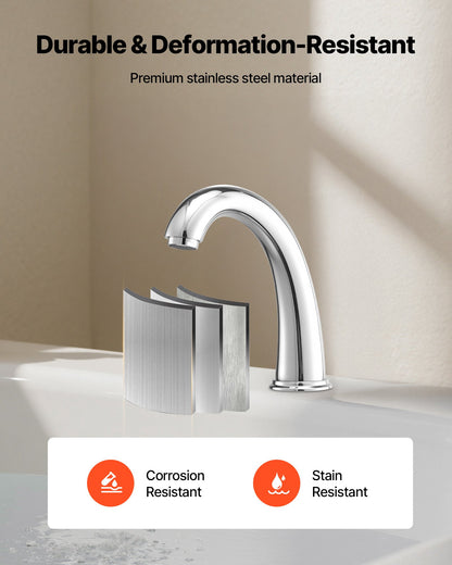 Roman Tub Faucet, 3 Hole Waterfall Bathtub Faucet, Gooseneck Bath Tubs Faucets Set with 2 Handles, Deck Mount Bath Tub Faucets Set for Adult Bathing, Silver, High Arc Spout, Temperature Control