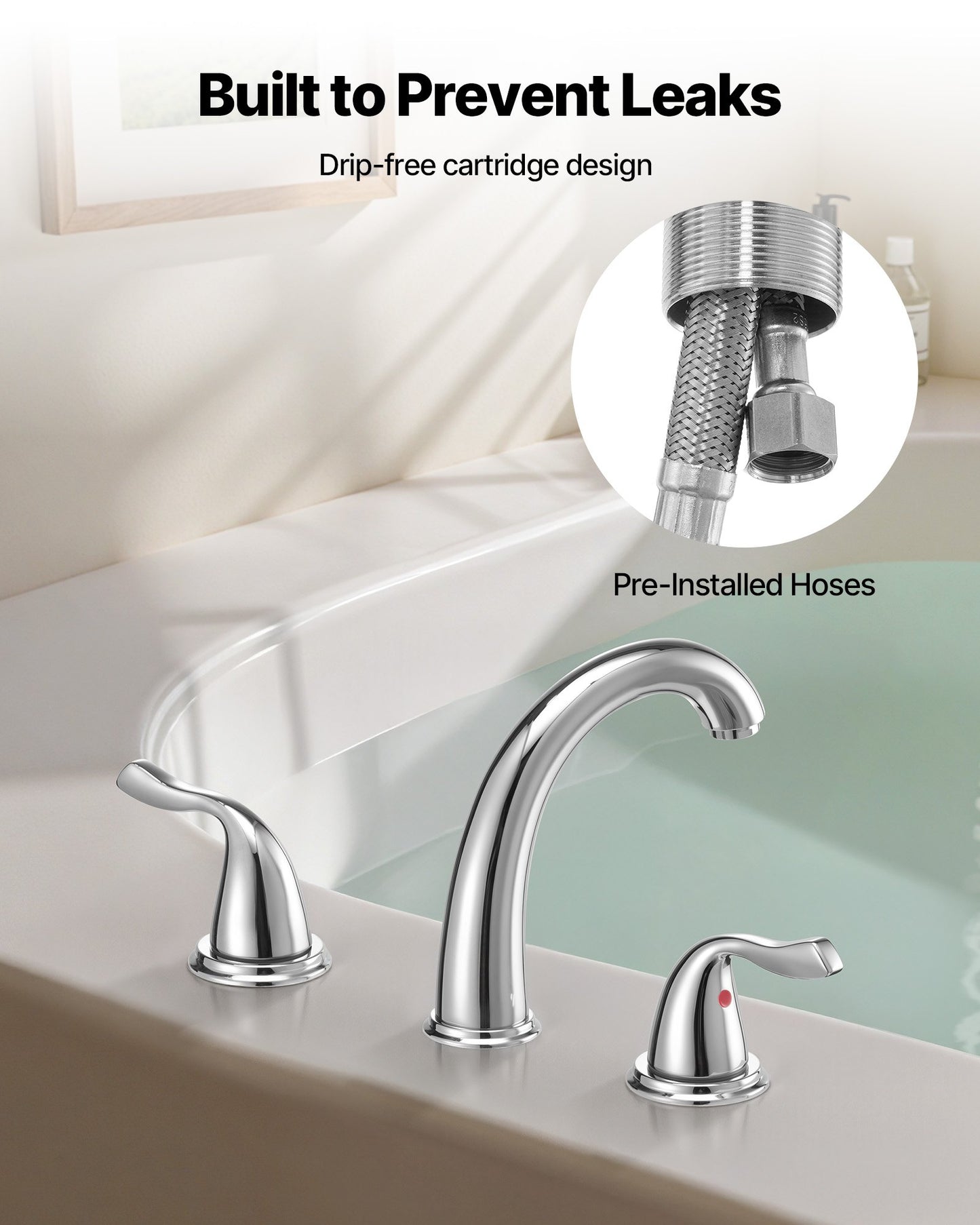 Roman Tub Faucet, 3 Hole Waterfall Bathtub Faucet, Gooseneck Bath Tubs Faucets Set with 2 Handles, Deck Mount Bath Tub Faucets Set for Adult Bathing, Silver, High Arc Spout, Temperature Control