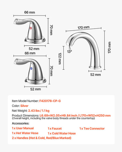 Roman Tub Faucet, 3 Hole Waterfall Bathtub Faucet, Gooseneck Bath Tubs Faucets Set with 2 Handles, Deck Mount Bath Tub Faucets Set for Adult Bathing, Silver, High Arc Spout, Temperature Control
