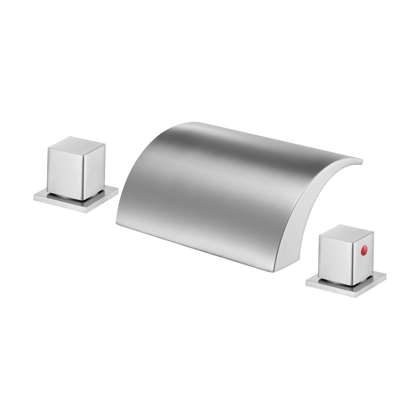 Roman Tub Faucet, 3 Hole Waterfall Bathtub Faucet, Roman Bathtub Faucets Set with 2 Handles, Deck Mount Bath Tub Faucets Set for Pet Washing, Baby Care, Adult Bathing, Silver, Dual Water Flow