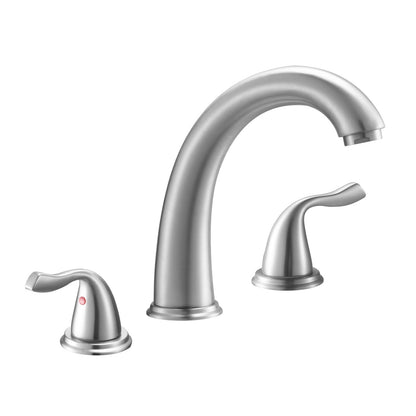 Roman Tub Faucet, 3 Hole Waterfall Bathtub Faucet, Gooseneck Bath Tubs Faucets Set with 2 Handles, Deck Mount Bath Tub Faucets Set for Adult Bathing, Brushed Stainless Steel, High Arc Spout