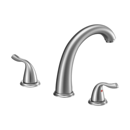 Roman Tub Faucet, 3 Hole Waterfall Bathtub Faucet, Gooseneck Bath Tubs Faucets Set with 2 Handles, Deck Mount Bath Tub Faucets Set for Adult Bathing, Brushed Stainless Steel, High Arc Spout