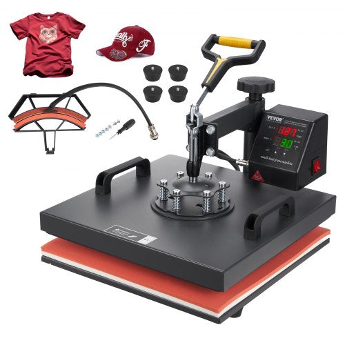 Transferpresse, 15x15 Zoll / 38x38 cm, 2-in-1-Klappgerät mit Sublimationsdruck und Teflonbeschichtung, digitaler, präziser Temperaturregelung, Powerpress für T-Shirts, Hüte und Mützen